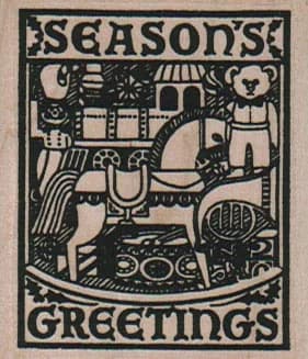 Seasons Greetings Square 1 3/4 X 2 1/4