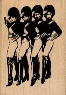 Four Saluting Showgirls 2 1/4 X 3 1/4
