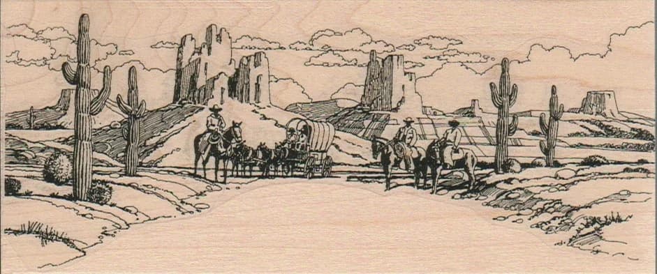Western Scene/cowboys 3 X 6 1/4