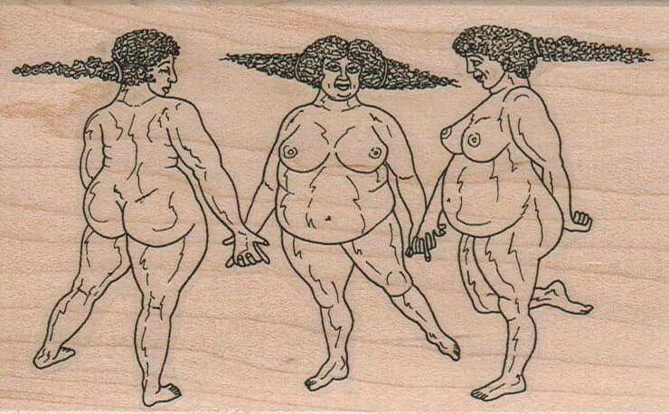 Three Plump Graces 3 1/4 X 5