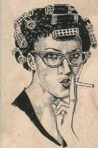 Curler Lady Smoking 2 1/4 X 3