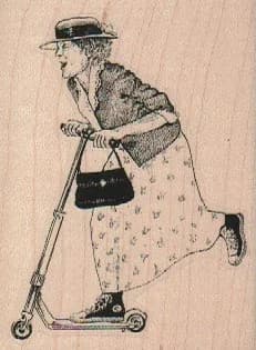 Lady On Scooter 2 1/2 X 3 1/4