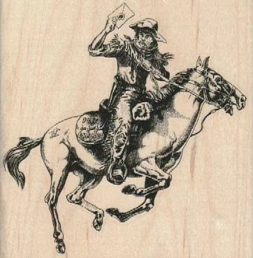 Cowboy Carrying Letter 3 3/4 X 3 3/4