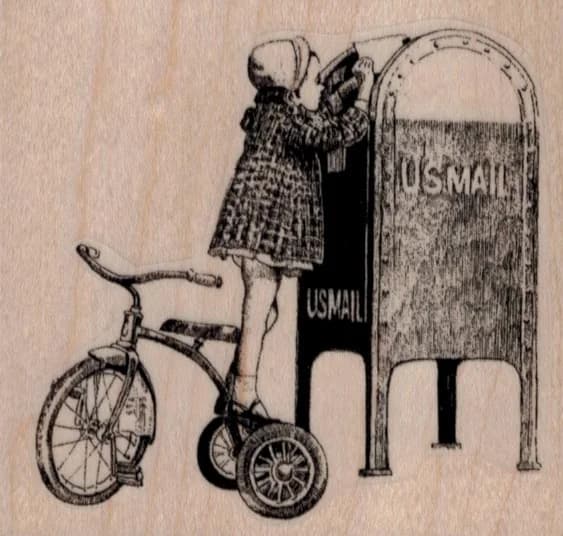 Tricycle Girl Mailing Letter 3 X 2 3/4