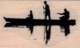 Three Men In Canoe Silhouette 1 X 1 1/2