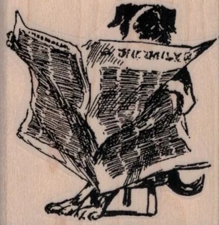 Dog Reading Paper 2 1/4 X 2 1/4