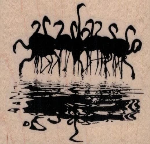 Flock Of Flamingoes Reflection 2 3/4 X 2 1/2