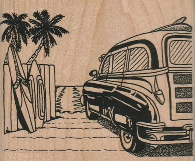 Woody Wagon Surfboards And Palms 4 1/2 X 3 3/4