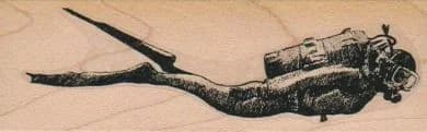 Scuba Diver Dotted/large 1 1/2 X 4 1/4