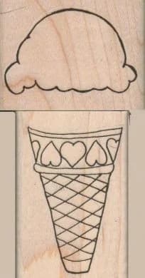 Cone & Ice Cream 1 1/2 X 2 1/4 & 2 X 1 1/2