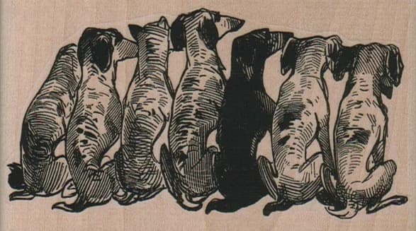 Seven Sitting Dogs 4 X 2 1/4